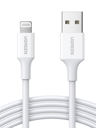 Кабель UGREEN US155 20728 Lightning — USB-A, 1 м, 5 В/2,4 А, белый
