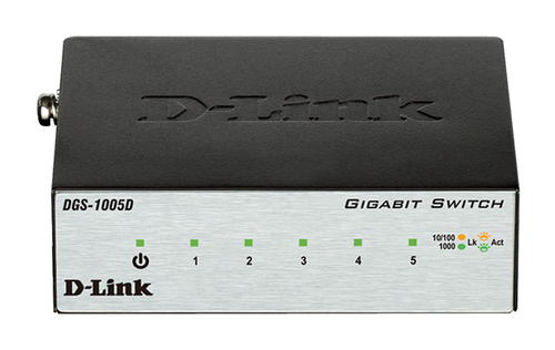 Коммутатор D-Link DGS-1005D/R1A, неуправляемый, 5×1GbE, металл