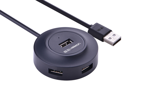 Хаб UGREEN CR106 20277, USB 2.0, 4 порта, чёрный