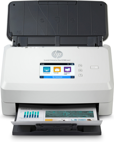 Сканер HP ScanJet Enterprise Flow N7000 snw1 (CIS, A4, 600 dpi, Ethernet 10/100/1000 Base-TX, USB 3.0, Wi-Fi, ADF 80 sheets, Duplex, 75 ppm/150 ipm)