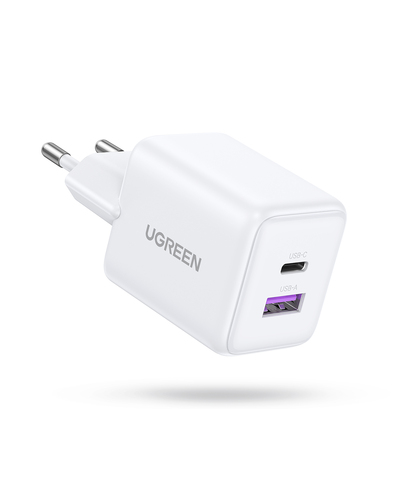 Зарядное устройство Ugreen X516 65015, 30 Вт, USB-C + USB-A, белое