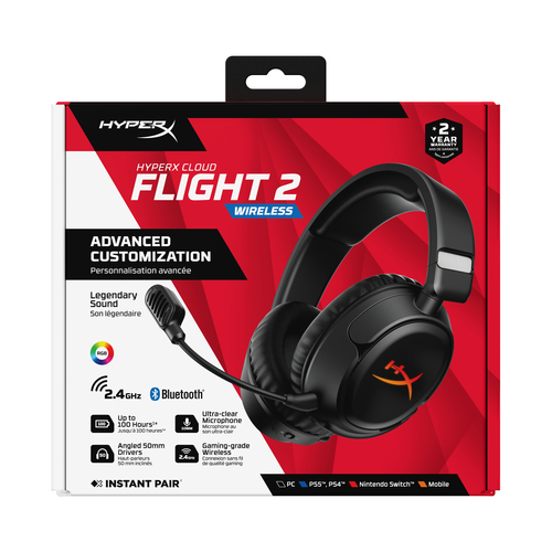 Гарнитура HyperX Cloud Flight 2 Wireless Black (B5VC4AA), 50 мм, USB 2.4 ГГц, Bluetooth 5.3