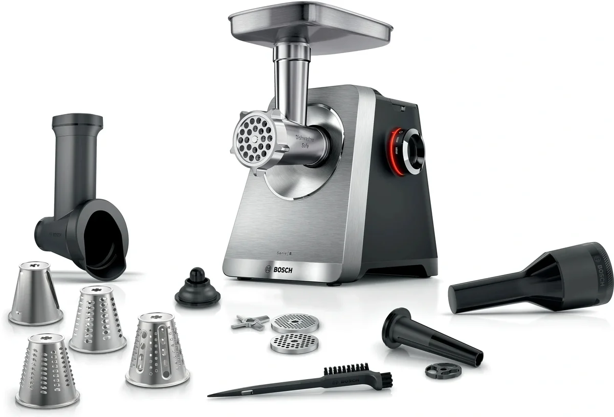 Мясорубка Bosch Series 8 MFWS840M, 2500 Вт, 4.5 кг/мин, чёрная