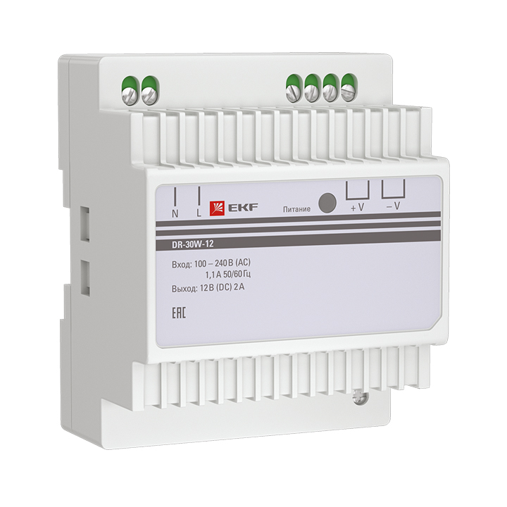 Блок питания EKF PROxima DR-30W-12, 12 В, 2 А, 30 Вт, DIN-рейка