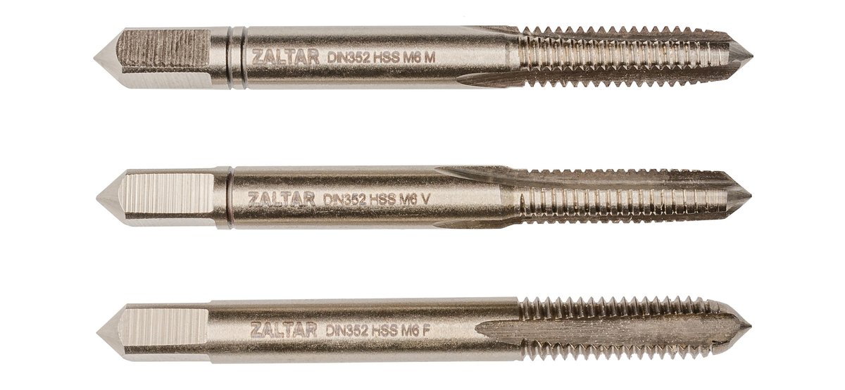 Набор метчиков ZALTAR ZA-10016, HSS DIN 352, M6×1,0, 3 предмета