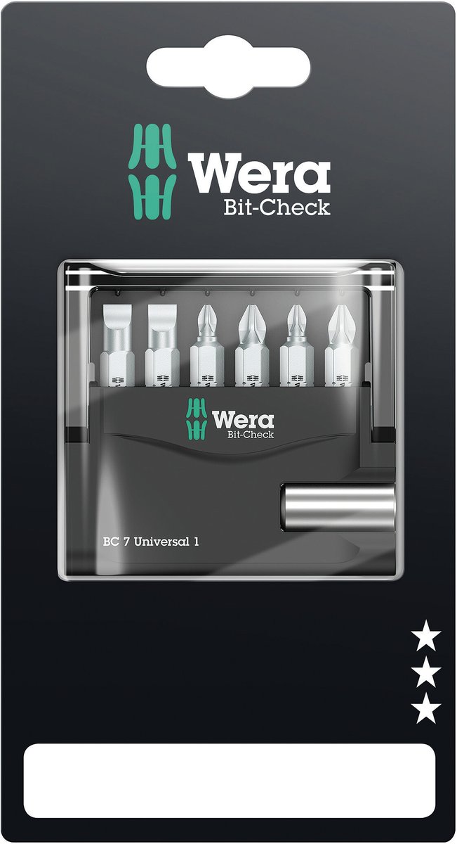 Набор бит с битодержателем Bit-Check 7 Universal 1 SB универсальное применение 7 предметов с держателем-еврослот