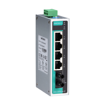 Коммутатор MOXA EDS-205A-M-ST, 4×10/100BaseTX + 1×100BaseFX ST, до 4 км