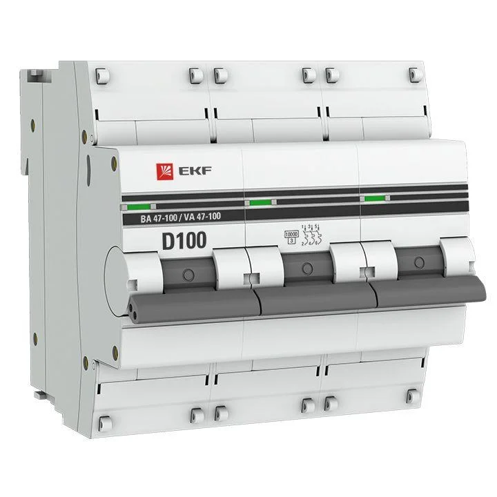 Автоматический выключатель EKF mcb47100-3-100D-pro, 3P, 100 А, тип D, 10 кА