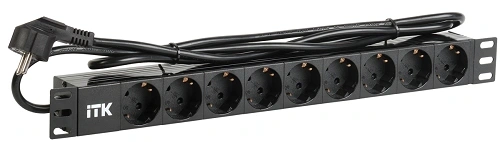 Блок распределения питания ITK PH22-9D1-P, 9 розеток Schuko, 1U, 16 А, шнур 2 м