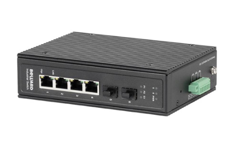 Коммутатор Beward STP-0402, неуправляемый, 4×1GbE TP, 2×SFP, промышленный