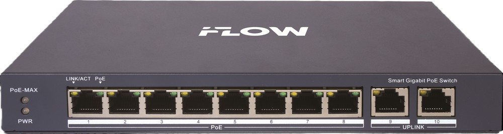 Коммутатор IFLOW F-SW-EM610POE-VM, L2, 8×1GbE PoE, 2×uplink, 110W