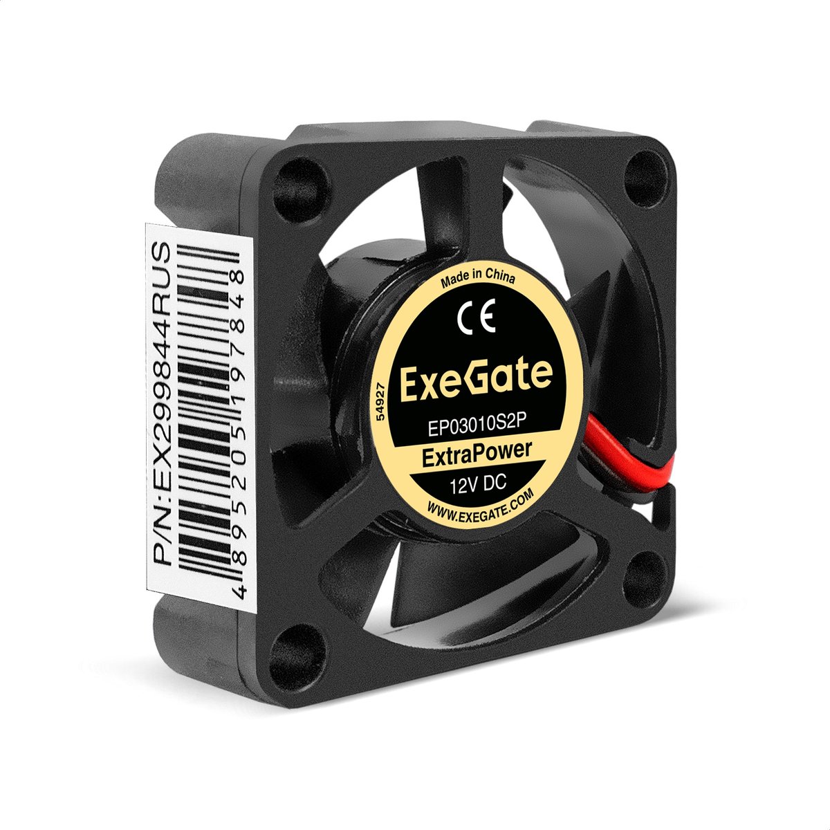 Exegate EX299844RUS Вентилятор 12В DC ExeGate ExtraPower EP03010S2P (30x30x10 мм, Sleeve bearing (подшипник скольжения), 2pin, 15000RPM, 29dBA)