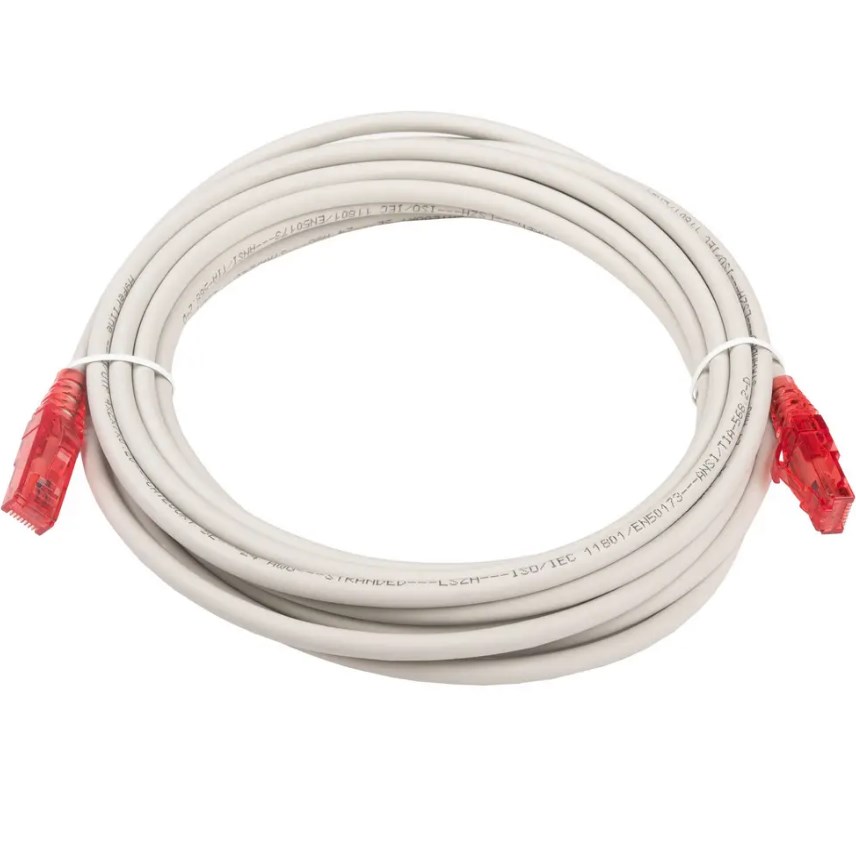 Патч-корд Hyperline PC-LPM-UTP-RJ45-RJ45-C5e-5M-LSZH-GY, U/UTP Cat.5e, 4 пары, LSZH, 5 м, серый