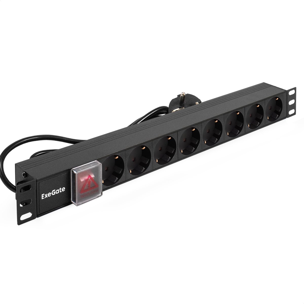 Блок розеток ExeGate ServerPro PDU-19H805, 19", 1U, 8×Schuko, 16 А