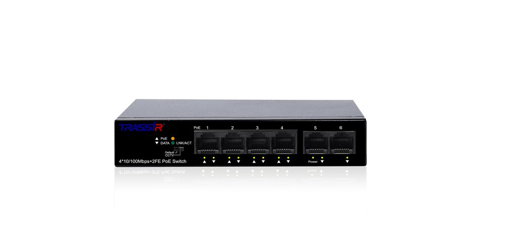 Коммутатор TRASSIR TR-NS1106-60-4POE, 4×PoE, 60W