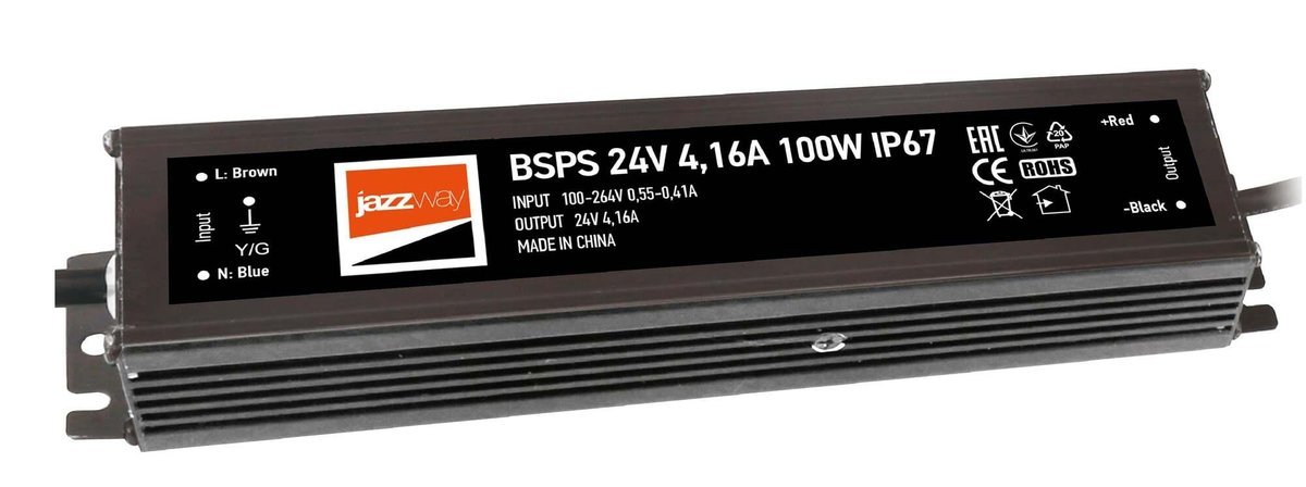 Блок питания JazzWay 5015579, 100Вт, 24В, 4.16А, IP67