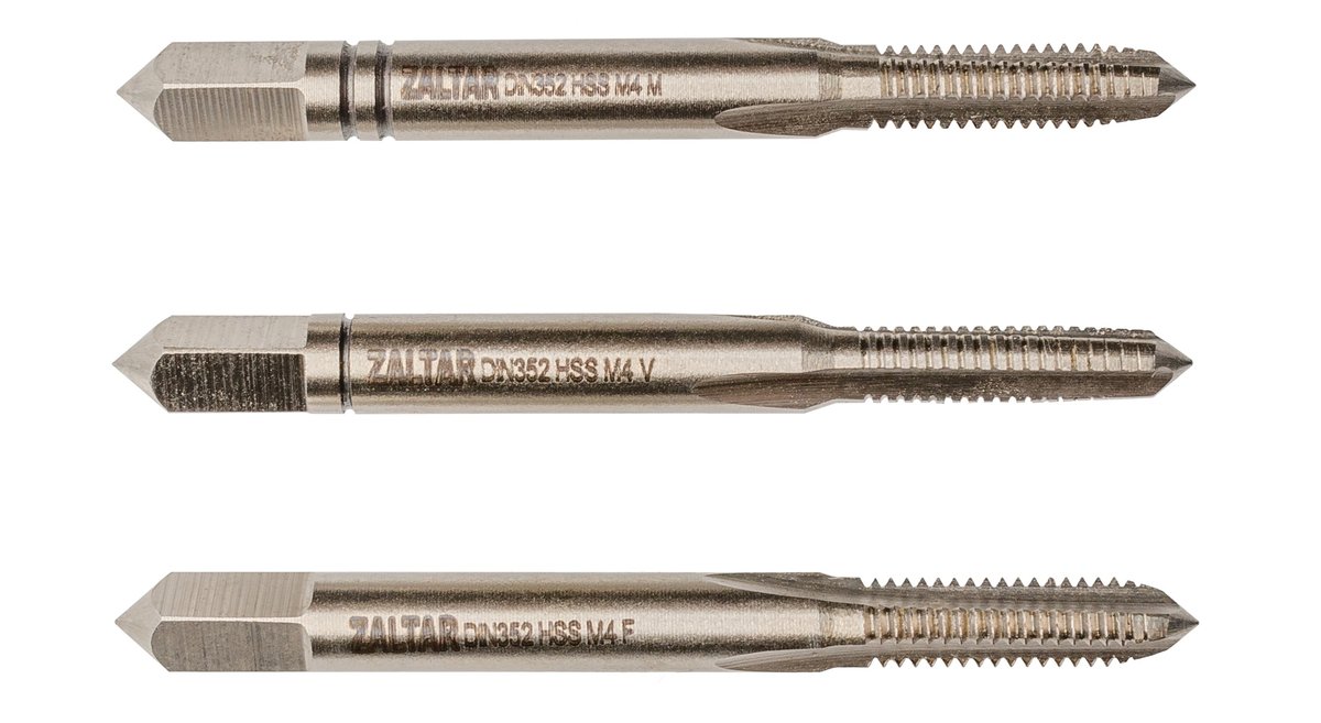 Набор метчиков ZALTAR ZA-10008, HSS DIN 352, M4×0.7, 3 предмета