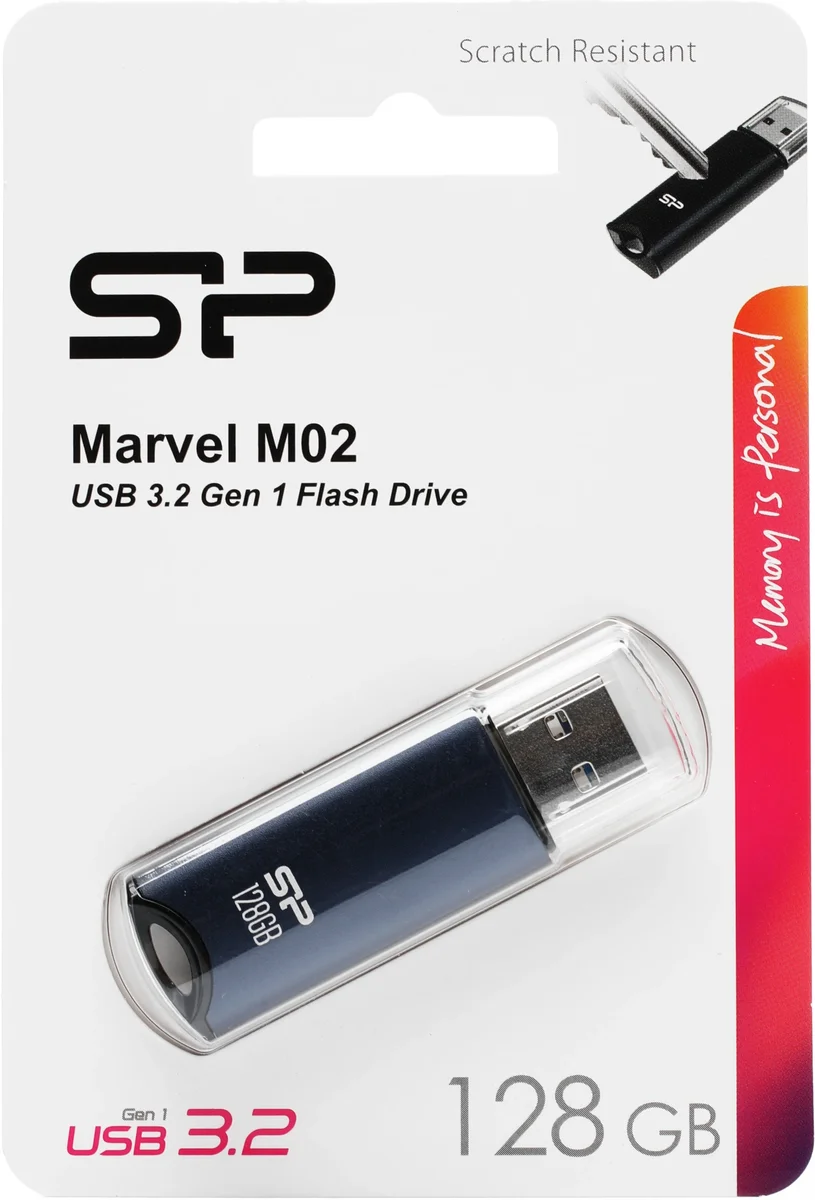 USB-флешка Silicon Power Marvel M02 SP128GBUF3M02V1B, 128 ГБ, USB 3.2 Gen 1