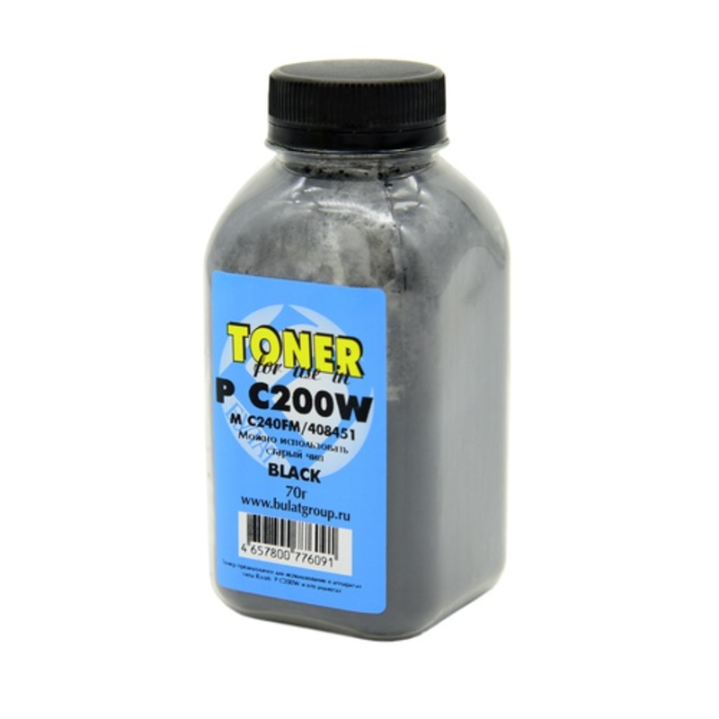 Тонер Булат BARC0PC200010 для Ricoh M C240FW/P C200W, черный, банка 70 г