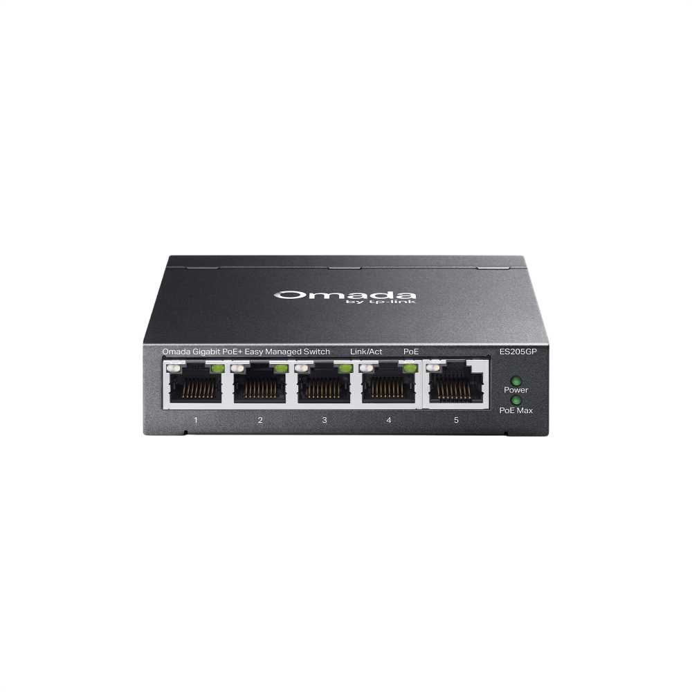 Коммутатор TP-Link Omada ES205GP, 5×1GbE, 4 порта PoE+ 65 Вт, управляемый