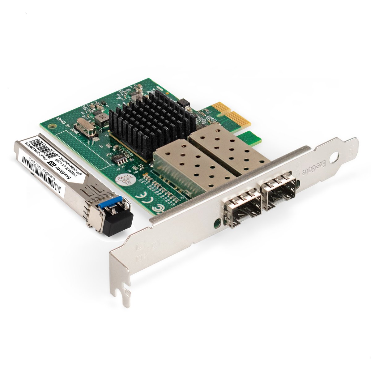 Комплект: Сетевой адаптер SFP ExeGate EXE-82576-F2 + Трансивер Single-Mode до 20км ExeGate EXT-1G-SM1310-LC2-20KM (EX296229RUS: PCI-E x1 v2.0, порты 2x SFP (10/100/1000Mb/s), Gigabit Server NIC Intel Chipset 82576-F2 + EX298328RUS: Tx:1310/Rx:1310 нм, до 20 км, разъем Duplex LC)