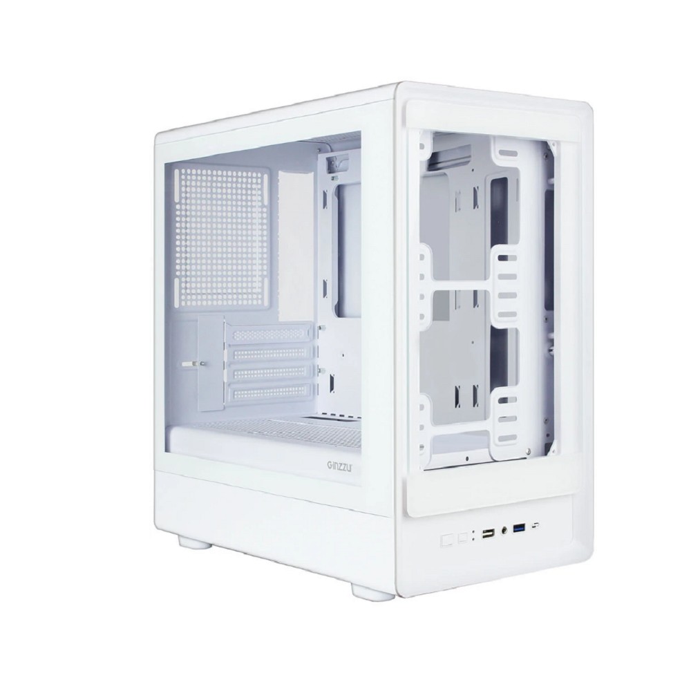 Корпус Ginzzu CL420, mATX, стекло, белый, до 370 мм GPU