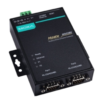 Преобразователь MOXA MGate MB3280, Modbus RTU/ASCII в Modbus TCP, 2 порта