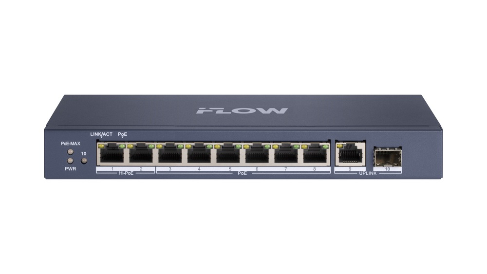 PoE-коммутатор IFLOW F-SW-EU610HPOE-V, L2, 8×PoE, 1×SFP, 110W