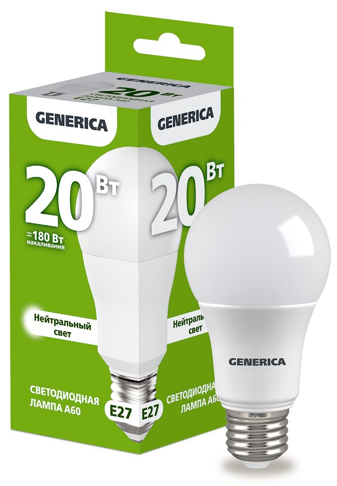 Лампа LED IEK LL-A60-20-230-40-E27-G, 20Вт, 4000К, E27