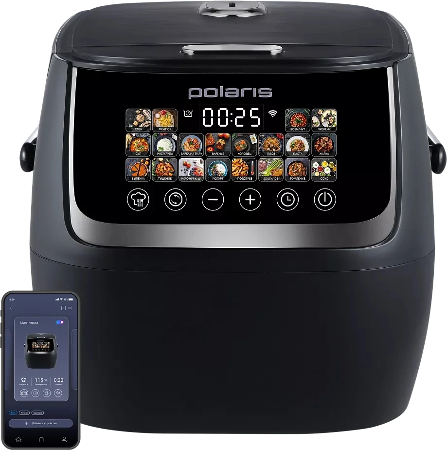 Мультиварка Polaris PMC 0515 IQ Home, 5 л, 1050 Вт, 20 программ, Wi-Fi