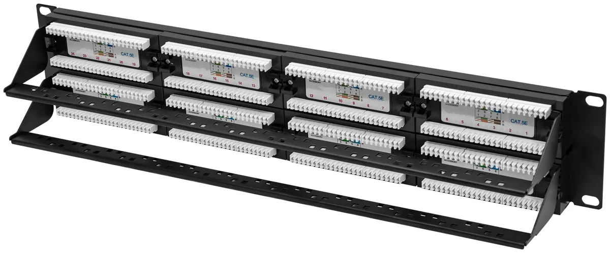Патч-панель SNR SNR-UD-2U48-5E-H, 19", 2U, 48 портов, cat.5e, неэкранированная