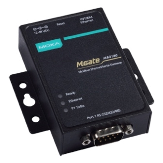 Преобразователь MOXA MGate MB3180, Modbus RTU/ASCII в Modbus TCP, 1×RS-232/422/485, 1×Ethernet 10/100