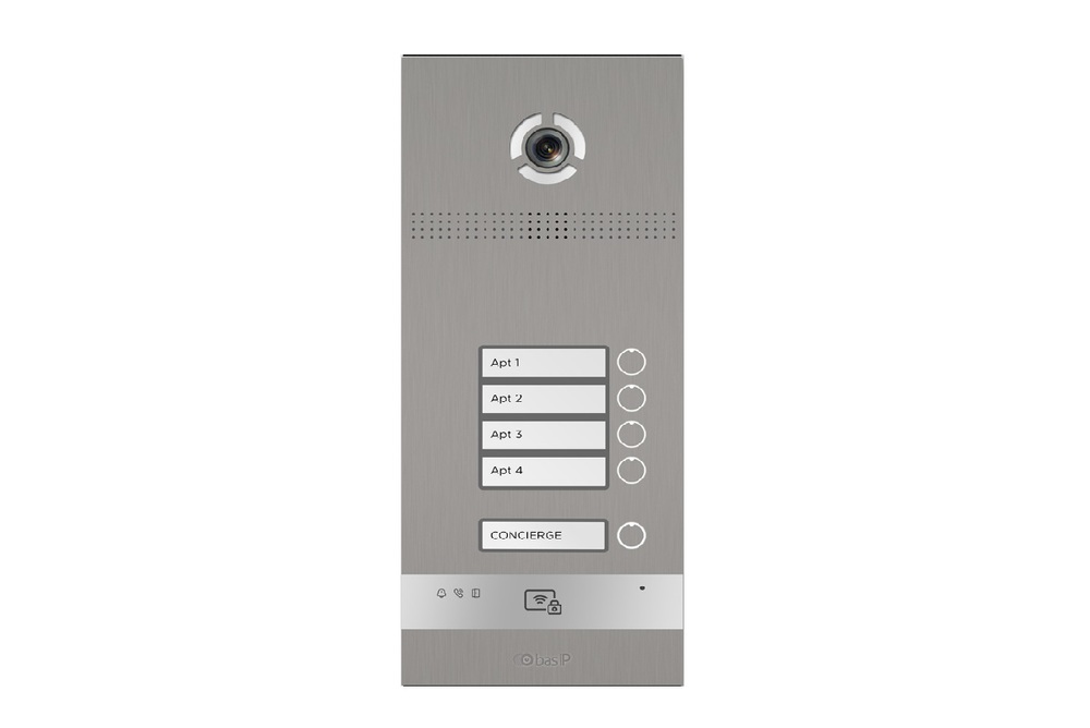 Вызывная панель BAS-IP BI-04FBI SILVER, 4 абонента, IP-камера 2 Мп, считыватель
