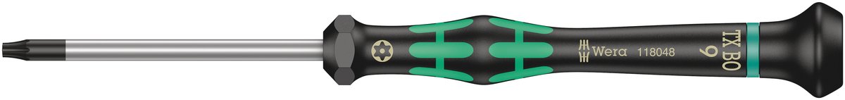 Отвертка Torx WERA WE-118048, 2067 TORX BO Micro TX 9×60 мм, с отверстием под штифт