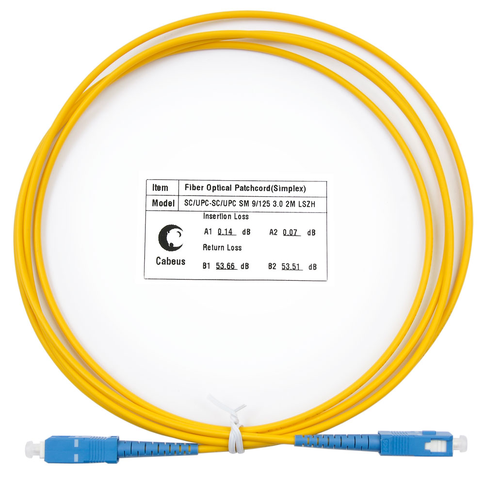 Патч-корд оптический Cabeus FOP(s)-9-SC-SC-2m, Simplex SC-SC, OS2 9/125, LSZH, 2 м