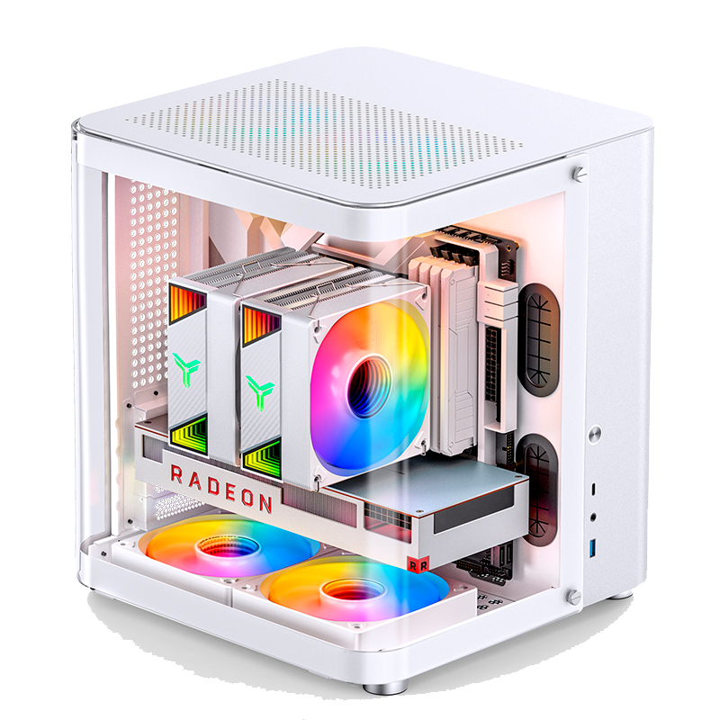 Корпус Jonsbo TK-1 White, Mini-Tower, M-ATX/Mini-ITX, USB-C 3.2, белый