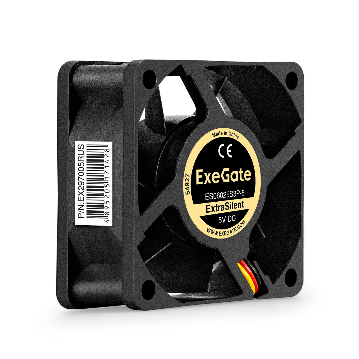 Вентилятор ExeGate ExtraSilent ES06025S3P-5, 60x60x25 мм, 5 В, 3-pin, 2300 об/мин, 18 дБ