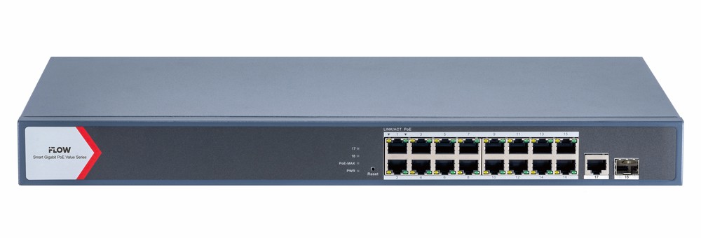 Коммутатор iFlow F-SW-EM618POE-VM, L2, 16×PoE, 1×SFP, PoE 230 Вт