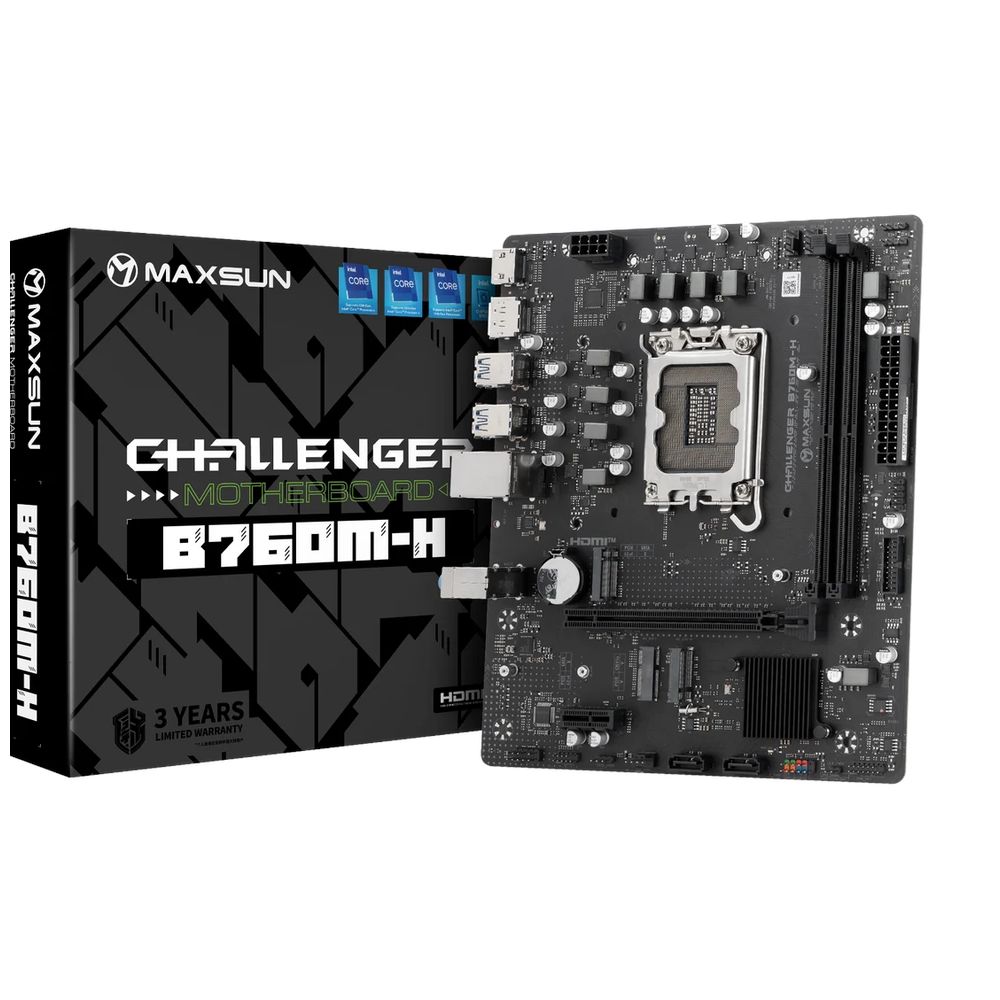 Материнская плата Maxsun MS-Challenger B760M-H, LGA1700, B760, 2×DDR4, 2×M.2, mATX