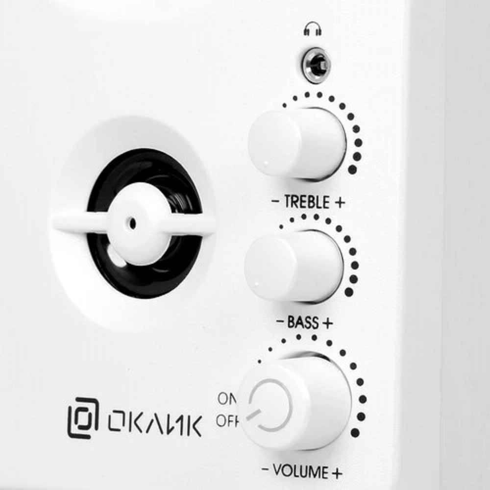 Колонки OKLICK OK-164 2.0, 30 Вт, 4 Ом, 35–20000 Гц, белые