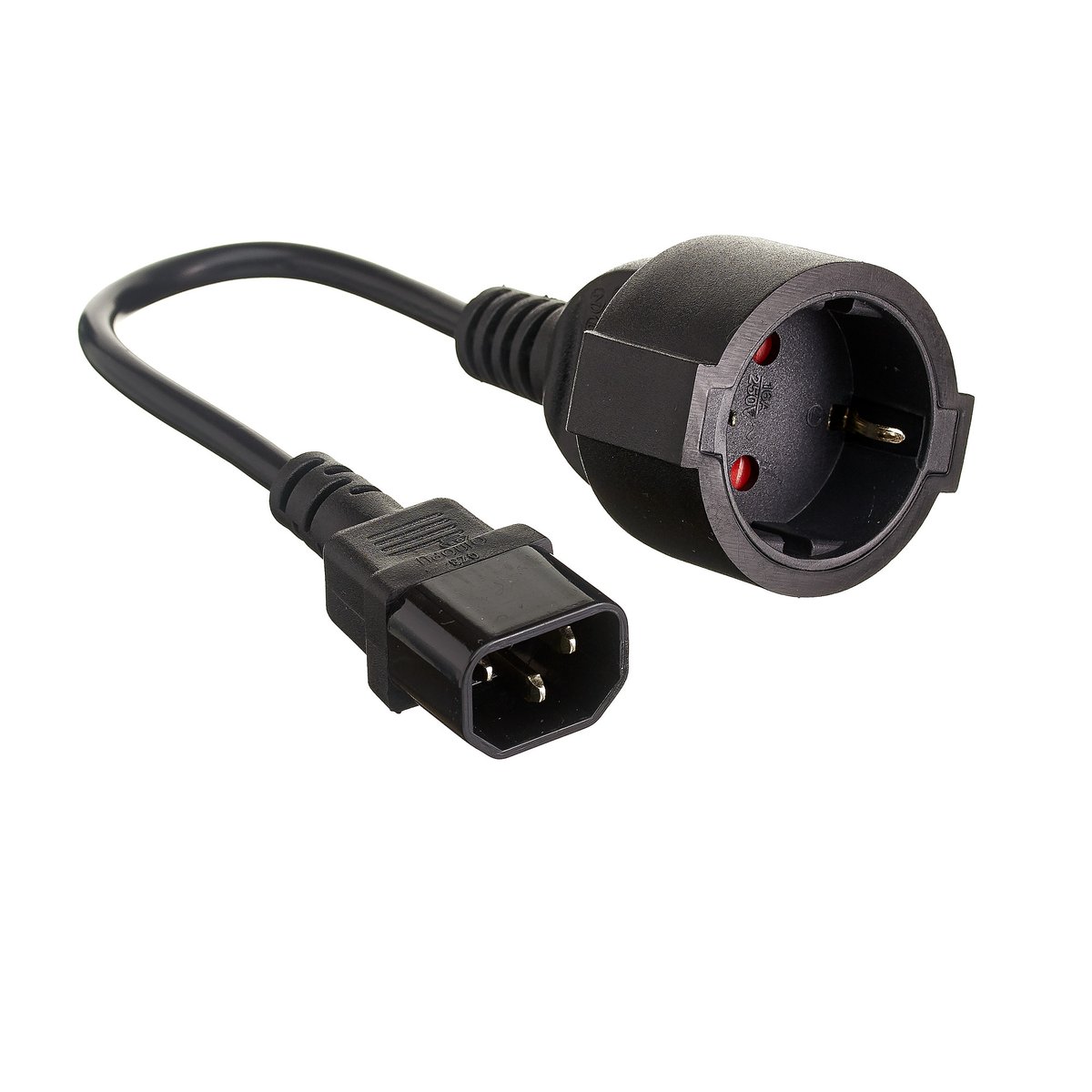 Кабель питания ExeGate Power EC-30P, IEC320-C14 — Schuko, 0,15 м, 10 А