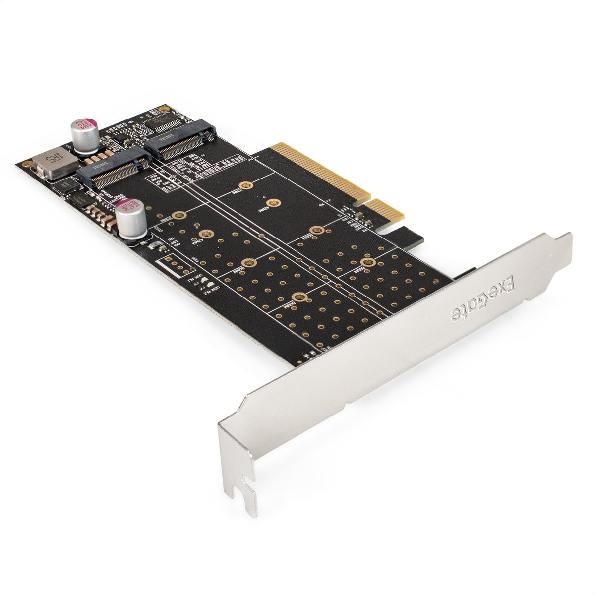 Переходник ExeGate EXE-597E2, 2×M.2 M key → PCI-E x8 v3.0, для SSD 2230–22110