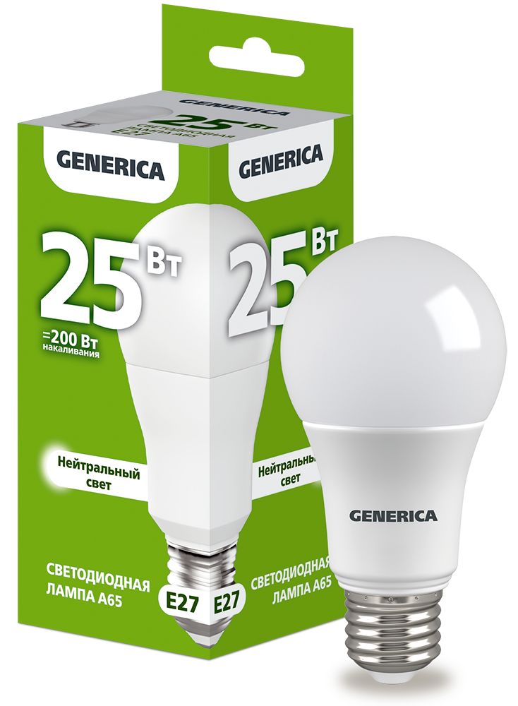 Лампа LED IEK LL-A65-25-230-40-E27-G, 25Вт, 4000К, E27