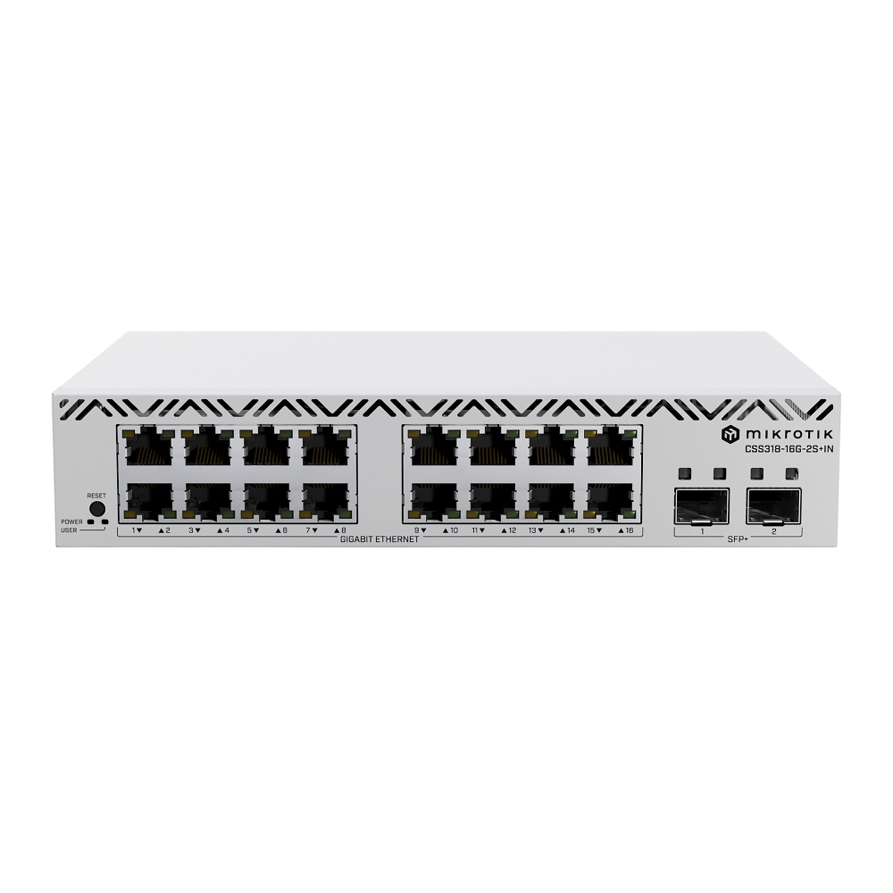 Коммутатор Mikrotik CSS318-16G-2S+IN, 16×1GbE + 2×10G SFP+, 1U