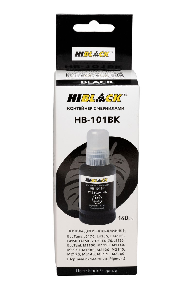 Контейнер с чернилами Hi-Black HB-E101PBk-140ML, для Epson EcoTank L4150/4160, BK, 140 мл