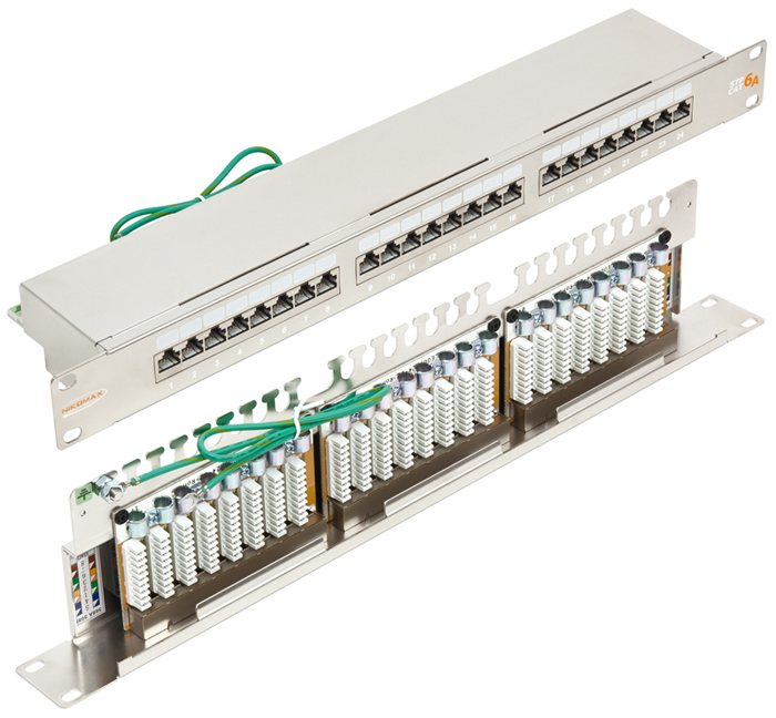 Коммутационная панель NIKOMAX NMC-RP24SA2-1U-MT, 1U, 24xRJ45, Cat.6a, металлик