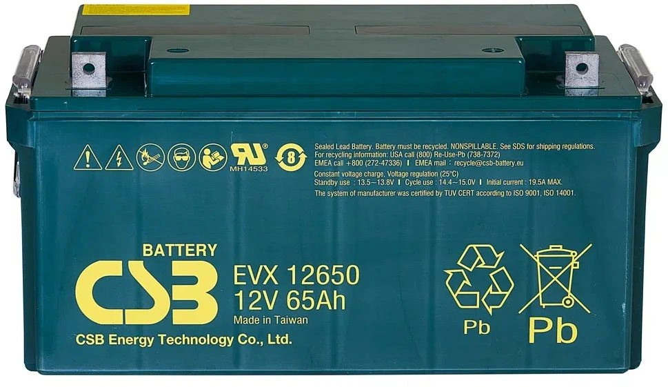 Аккумулятор CSB EVX12650, 12В, 65Ач