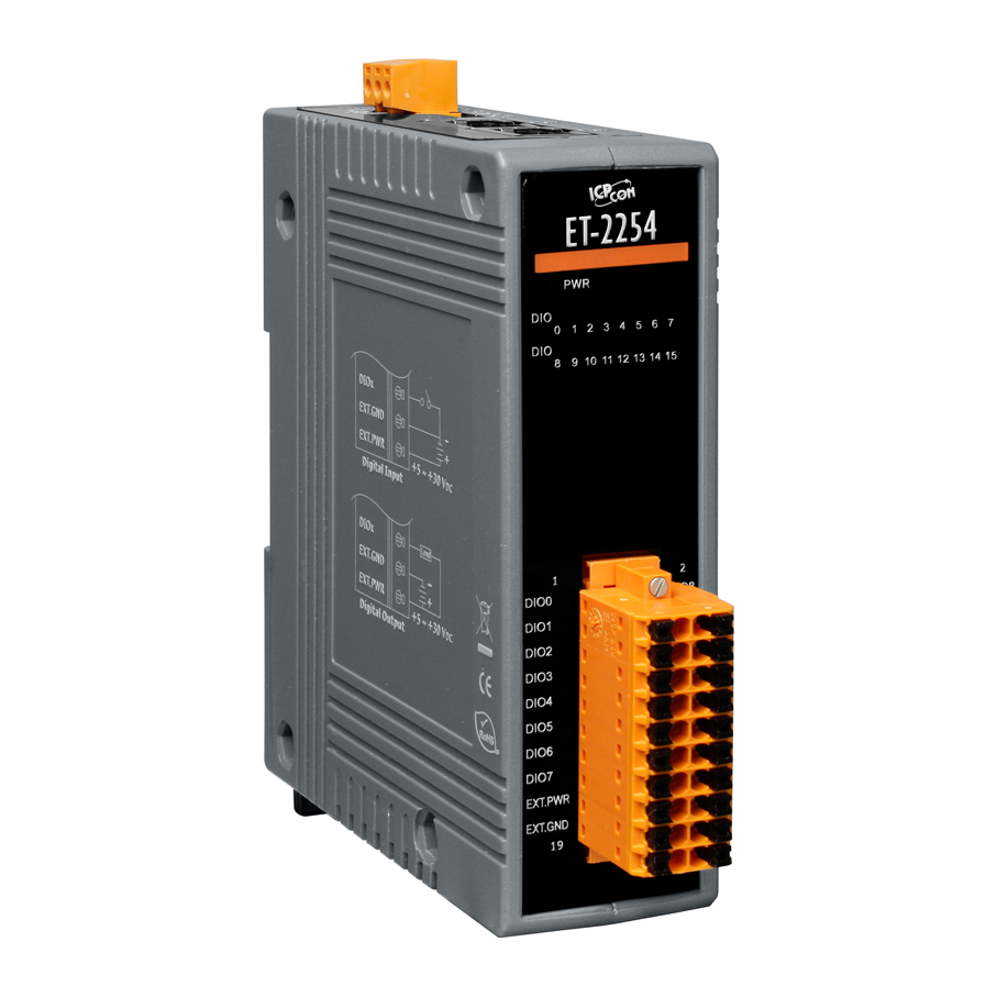 Модуль ввода/вывода ICP DAS ET-2254 CR, 16 DI / 16 DO, 2×Ethernet