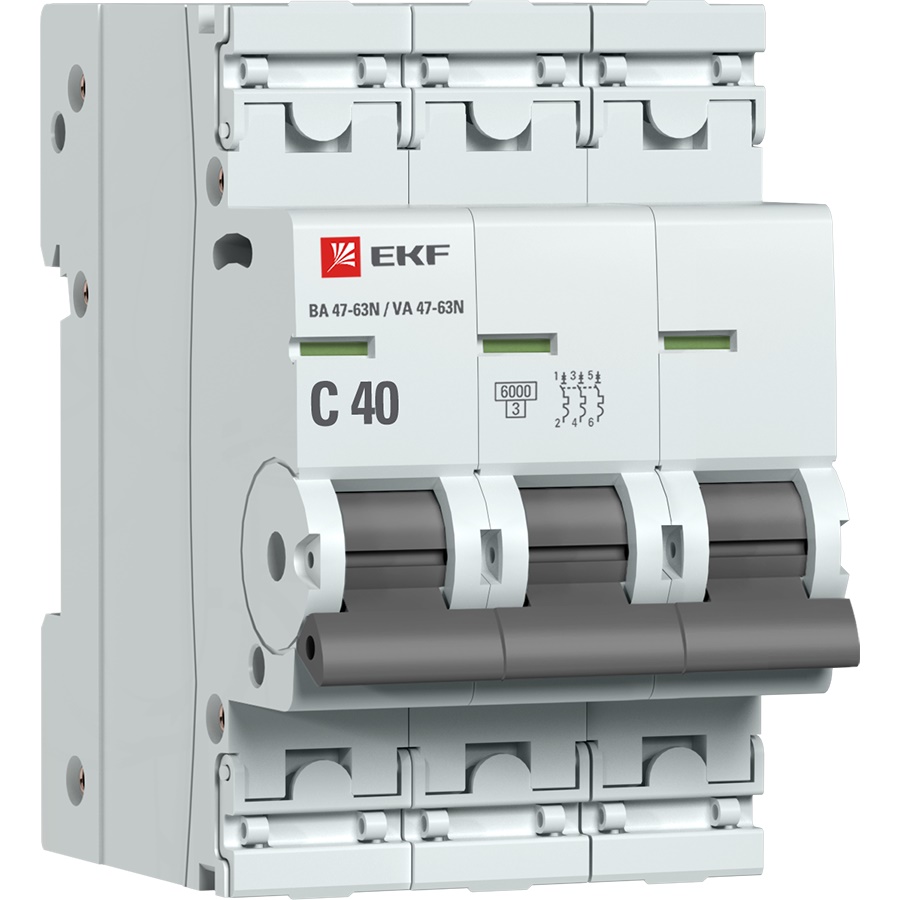 Выключатель автоматический EKF M636340C, 3P, 40А (C), 6кА