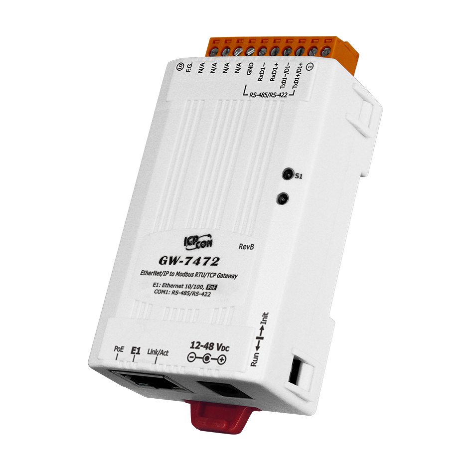 Преобразователь ICP DAS GW-7472 CR, EtherNet/IP, RS-485/RS-422, PoE